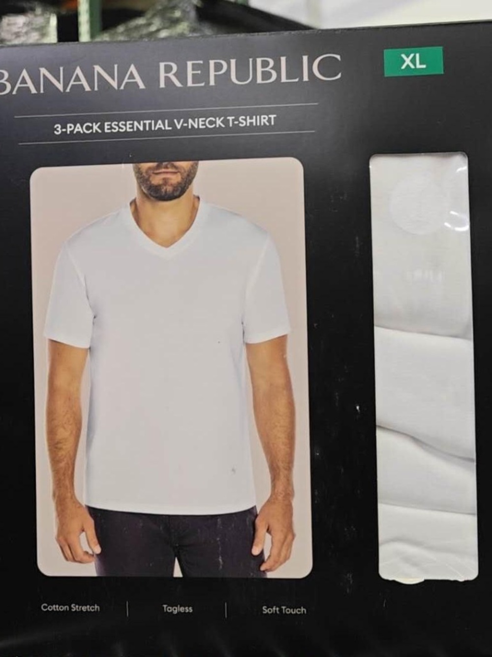 Banana Republic Men's Essential V-Neck T-Shirt 3-Pack (Size XL, White) NIB